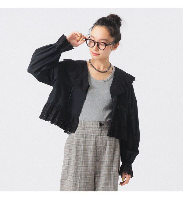 BEAMSBOY「カットワーク ブラウス」|シャツ・ブラウス|BLACK