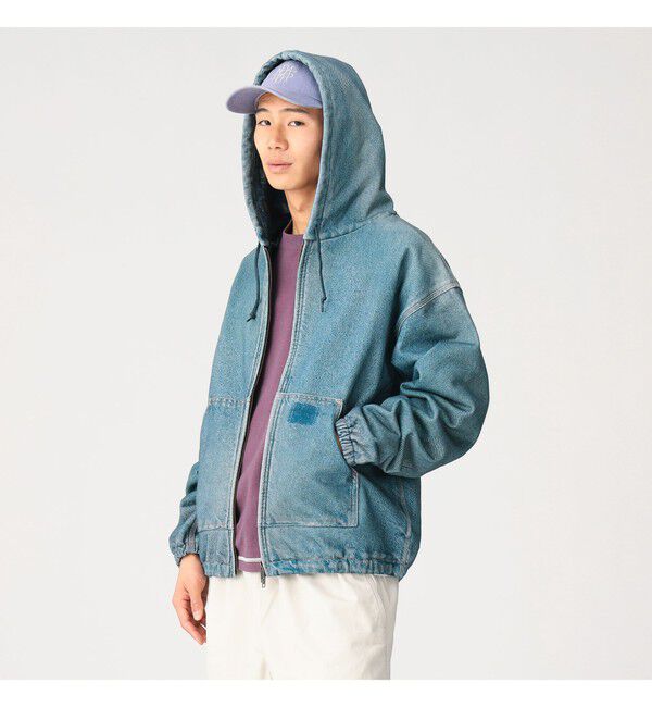 BEAMS「モック プリント フーディ」|ブルゾン・スタジャン|FADE_NAVY