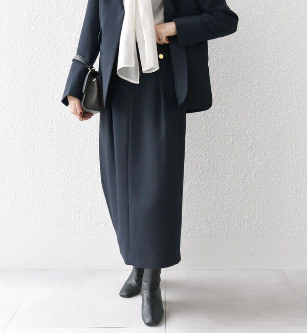 SHIPS any「SHIPS any:〈洗濯機可能〉ダブルクロス Iライン タック スカート［NAVY BLUE］」|スカート|ネイビー