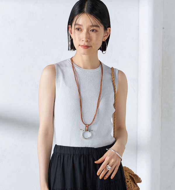 SHIPS for women「〈手洗い可能〉ラメ ノースリーブ ニット」|ニット・セーター|