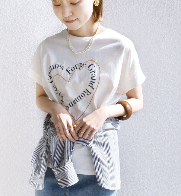 SHIPS for women「【WEB限定】〈手洗い可能〉バリエーション ロゴ 刺繍 プリントTEE」|Tシャツ・カットソー|ホワイト系