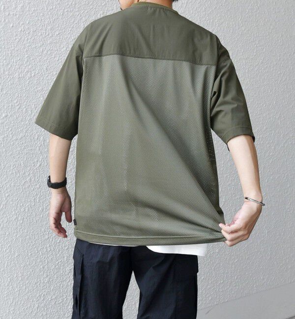 SHIPS any「SHIPS any: 〈洗濯機可能〉ナイロン / メッシュ コンビ フットボール Tシャツ◇」|Tシャツ・カットソー|