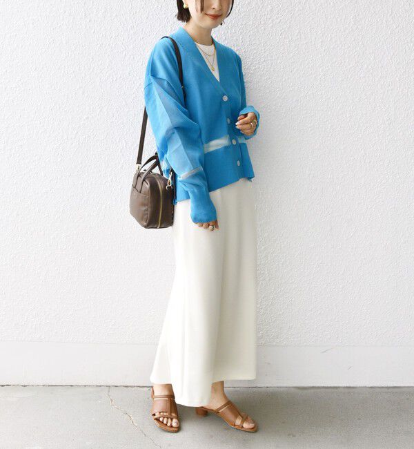 SHIPS for women「〈手洗い可能〉シアー ライン Vネック カーディガン」|カーディガン|