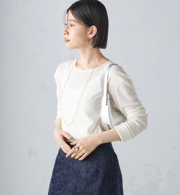 SHIPS for women「〈手洗い可能〉シアー ストレッチ クルーネック プルオーバー」|Tシャツ・カットソー|