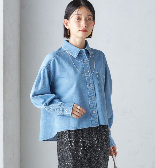 SHIPS for women「〈洗濯機可能〉ショート丈 デニム シャツ」|シャツ・ブラウス|