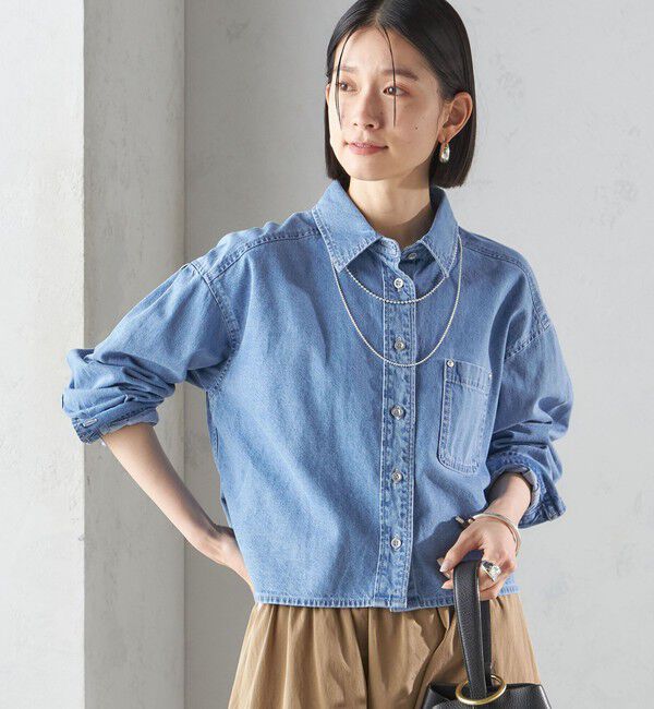 SHIPS for women「〈洗濯機可能〉ショート丈 デニム シャツ」|シャツ・ブラウス|