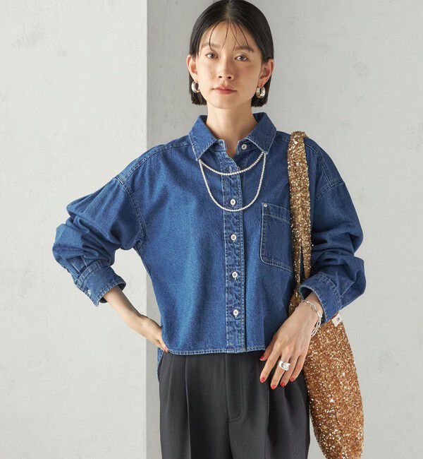 SHIPS for women「〈洗濯機可能〉ショート丈 デニム シャツ」|シャツ・ブラウス|