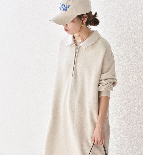 SHIPS any「SHIPS any:〈洗濯機可能〉USA コットン 裏起毛 ハーフジップ ワンピース」|ワンピース|