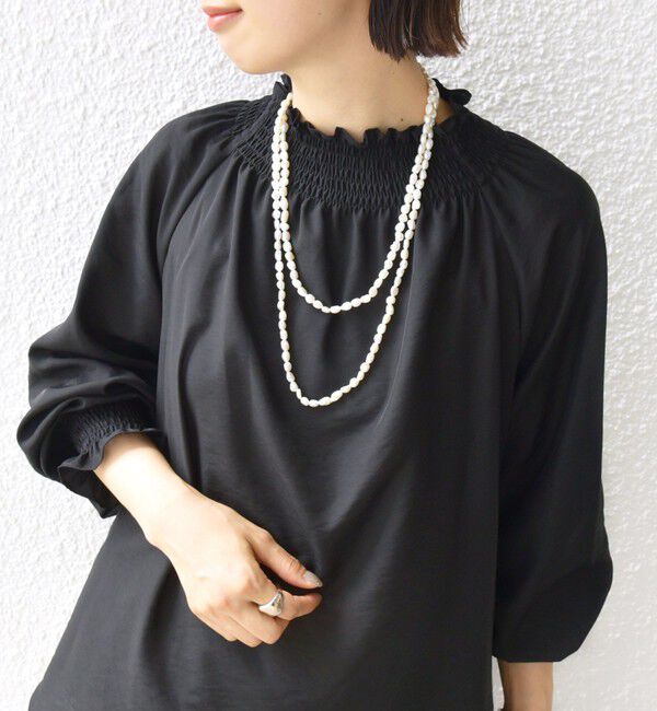 SHIPS for women「〈洗濯機可能〉シャーリング ネック 長袖 ブラウス」|シャツ・ブラウス|