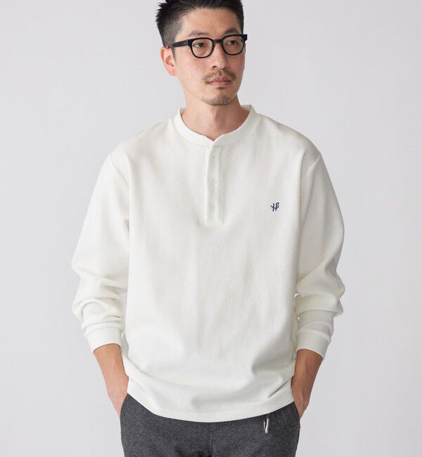 SHIPS「【WEB限定】SHIPS:〈抗菌・防臭〉ワンポイントロゴ バーズアイ ヘンリーネック 長袖 Tシャツ」|Tシャツ・カットソー|