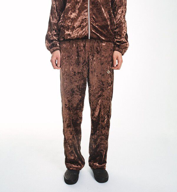 SHIPS「City Ambient Products: クラッシュ ベロア トラックパンツ（セットアップ対応）」|チノ|ブラウン系