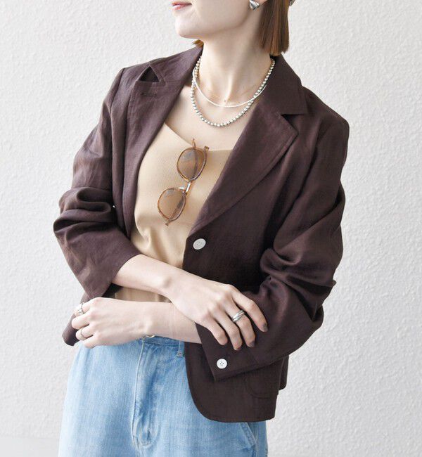 SHIPS any「SHIPS any:〈洗濯機可能〉ヨーロピアンフラックス リネン コンパクト テーラード ジャケット」|テーラードジャケット|