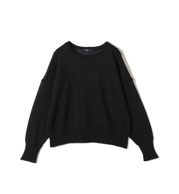 SHIPS Colors 「SHIPS Colors:〈手洗い可能〉ペーパーライク ボートネック ニット プルオーバー」|ニット・セーター|ブラック