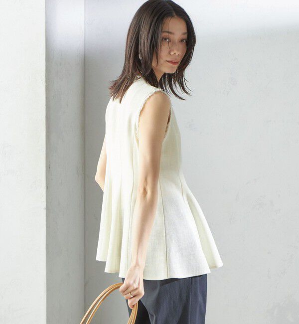 SHIPS for women「〈手洗い可能〉カラミ ペプラム ノースリーブ ブラウス」|シャツ・ブラウス|