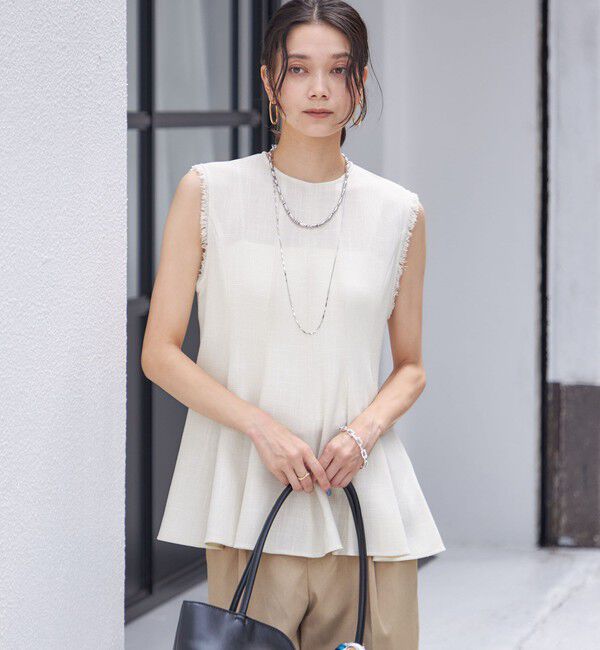 SHIPS for women「〈手洗い可能〉カラミ ペプラム ノースリーブ ブラウス」|シャツ・ブラウス|