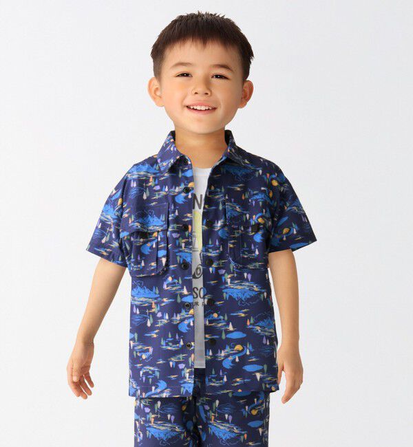 SHIPS Colors 「SHIPS Colors:100～140cm / ロフトエアー プリント シャツ◇」|シャツ・ブラウス|ネイビー