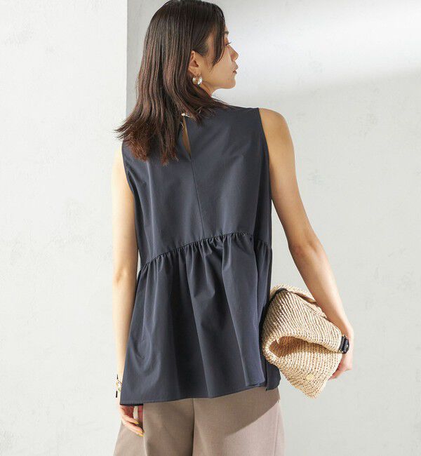 SHIPS for women「〈接触冷感 / 撥水加工〉TEX BRID(R)タフタ ギャザー ノースリーブ ブラウス」|シャツ・ブラウス|