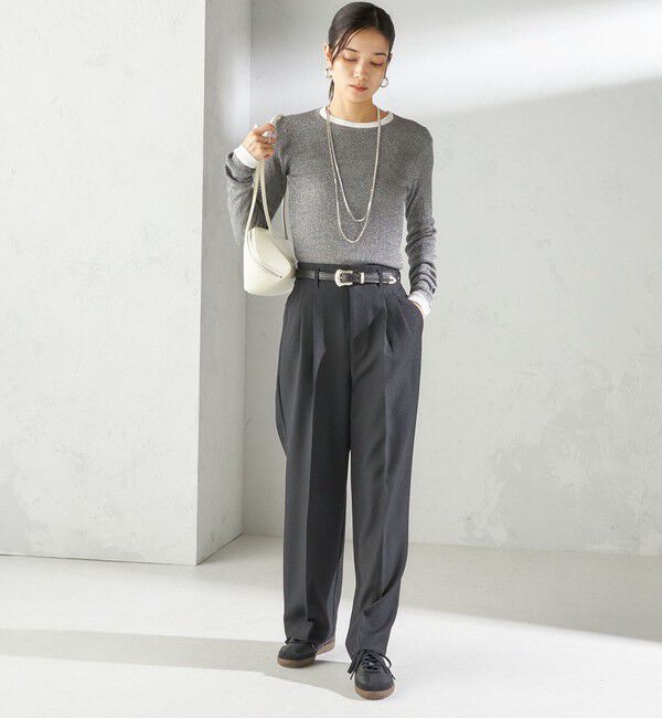 SHIPS for women「〈手洗い可能〉ラメ シアー リブ ニット プルオーバー」|ニット・セーター|