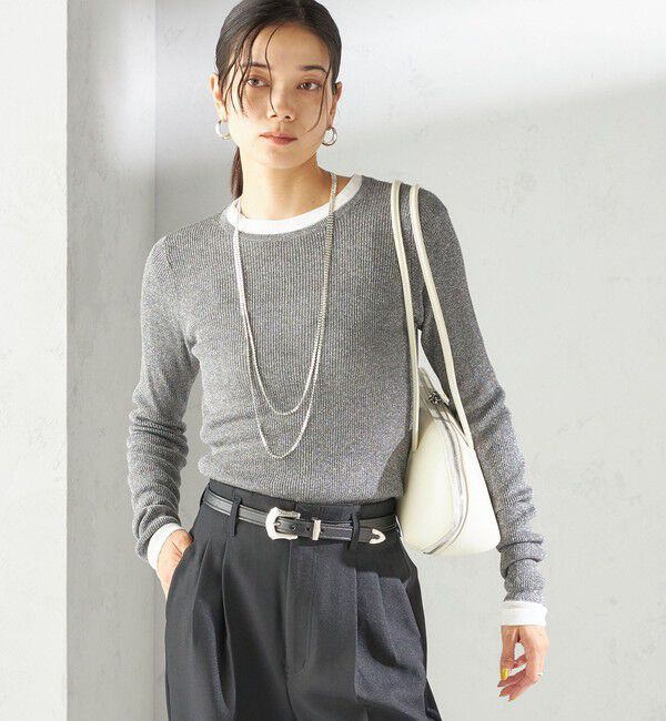 SHIPS for women「〈手洗い可能〉ラメ シアー リブ ニット プルオーバー」|ニット・セーター|