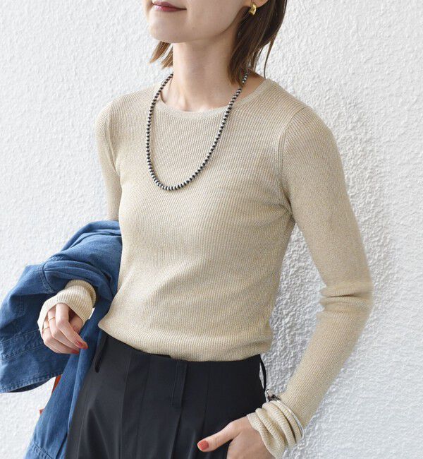 SHIPS for women「〈手洗い可能〉ラメ シアー リブ ニット プルオーバー」|ニット・セーター|