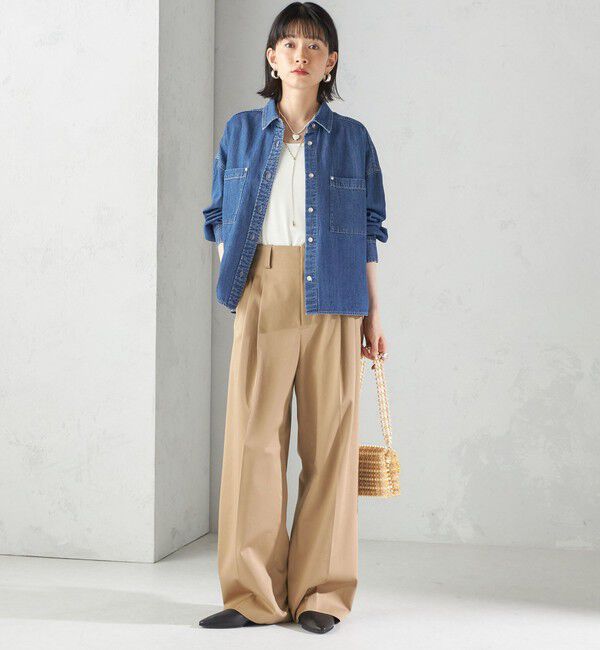 SHIPS for women「〈洗濯機可能〉ハイカウント ツイル 2タック ワイド パンツ」|その他|