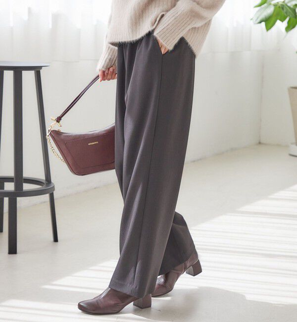 SHIPS for women「〈UVカット/防シワ加工〉梳毛調 ストレッチ ドロスト パンツ」|その他|