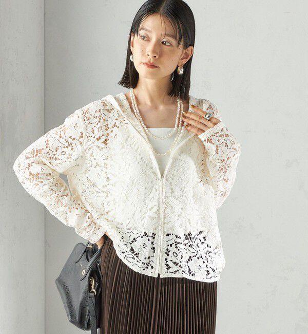 SHIPS for women「〈手洗い可能〉レース ジップアップ パーカ」|パーカー|