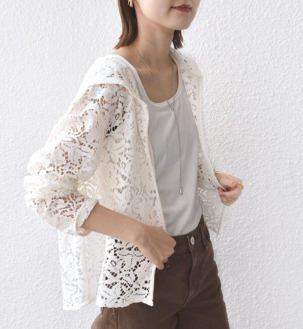 SHIPS for women「〈手洗い可能〉レース ジップアップ パーカ」|パーカー|