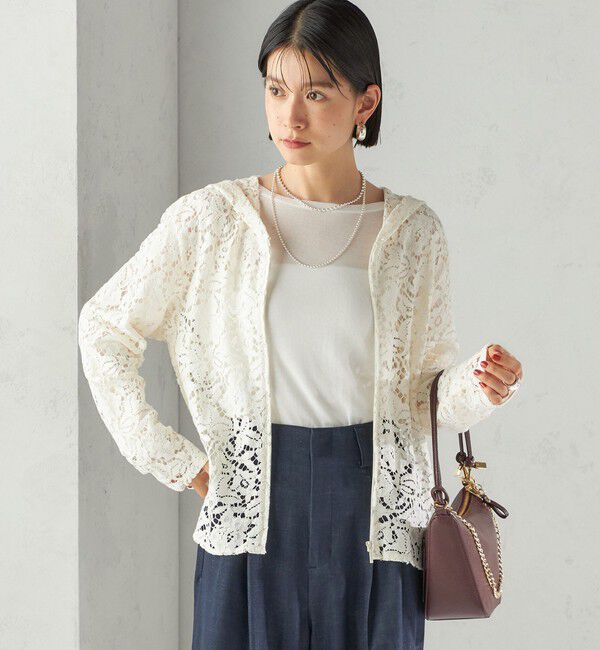 SHIPS for women「〈手洗い可能〉レース ジップアップ パーカ」|パーカー|
