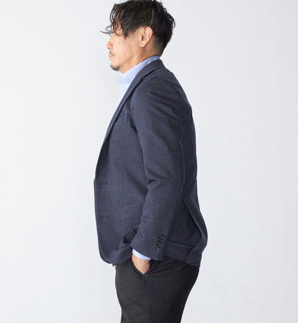 SHIPS「SHIPS: カネマサファブリック ジャージー プリント ハウンドトゥース ジャケット」|テーラードジャケット|