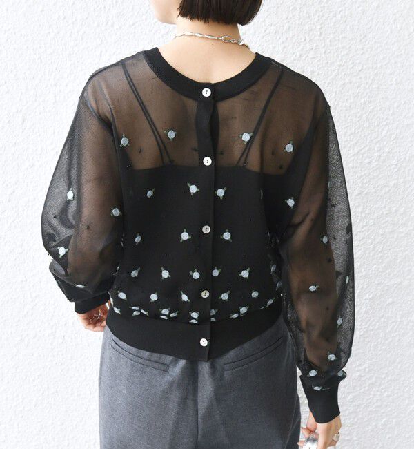 SHIPS for women「〈手洗い可能〉フラワー 刺繍 2WAY カーディガン」|カーディガン|