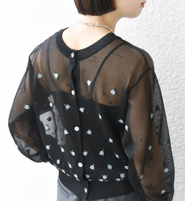 SHIPS for women「〈手洗い可能〉フラワー 刺繍 2WAY カーディガン」|カーディガン|