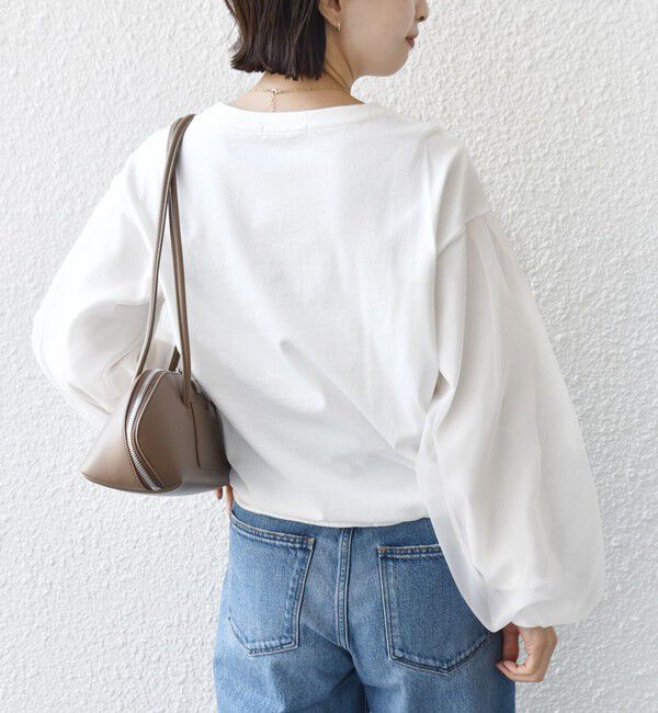 SHIPS for women「【WEB限定】〈手洗い可能〉シアー コンビ 裾 ドロスト プルオーバー」|プルオーバー|