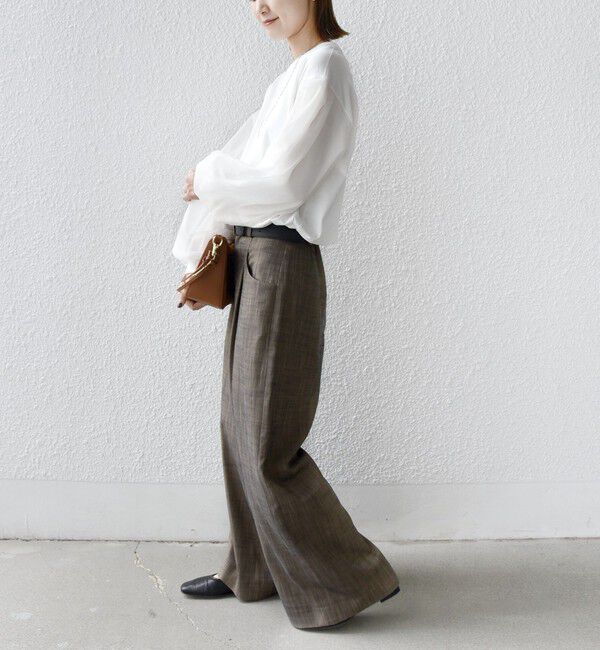 SHIPS for women「【WEB限定】〈手洗い可能〉シアー コンビ 裾 ドロスト プルオーバー」|プルオーバー|