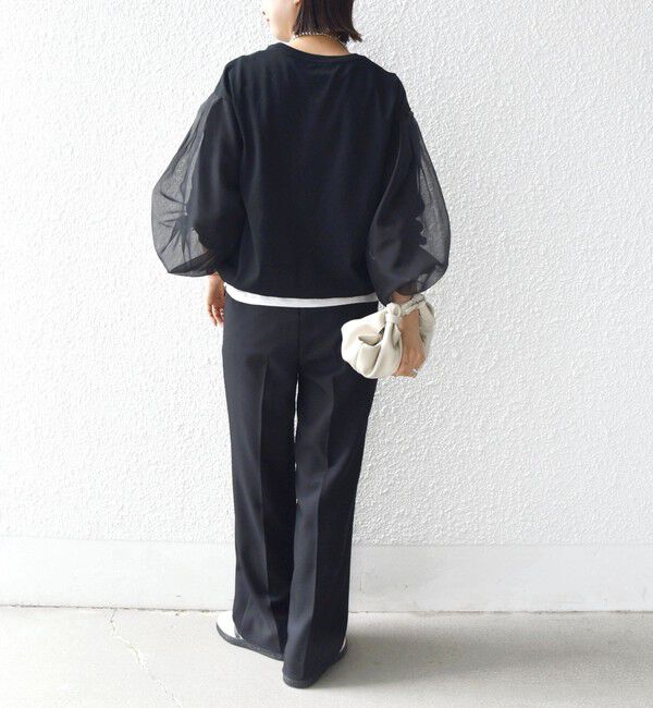 SHIPS for women「【WEB限定】〈手洗い可能〉シアー コンビ 裾 ドロスト プルオーバー」|プルオーバー|