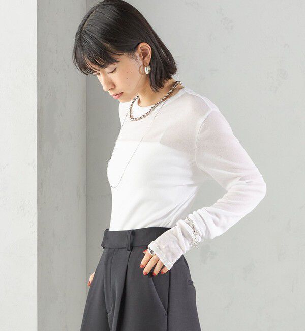 SHIPS for women「s.oyamadaコラボ:〈手洗い可能〉シアー テレコ ロング スリーブ TEE」|Tシャツ・カットソー|