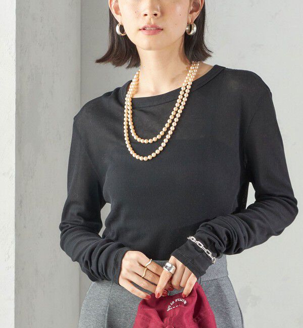 SHIPS for women「s.oyamadaコラボ:〈手洗い可能〉シアー テレコ ロング スリーブ TEE」|Tシャツ・カットソー|ブラック