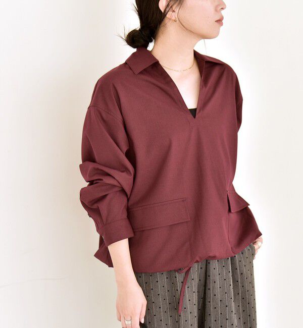 quaranciel「quaranciel:〈洗濯機可能〉ポケット ドロスト スキッパー プルオーバー シャツ」|シャツ・ブラウス|