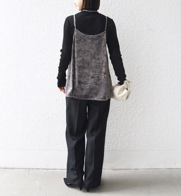 SHIPS for women「〈手洗い可能〉スノー クラッシュ ポリエステル ベロア サイド スリット キャミ」|キャミソール|