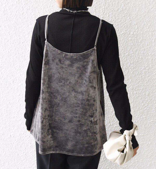 SHIPS for women「〈手洗い可能〉スノー クラッシュ ポリエステル ベロア サイド スリット キャミ」|キャミソール|