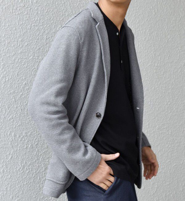 SHIPS any「SHIPS any:〈洗濯機可能〉TEXBRID(R) リネン混 タックハニカム ニット ジャケット◇」|テーラードジャケット|