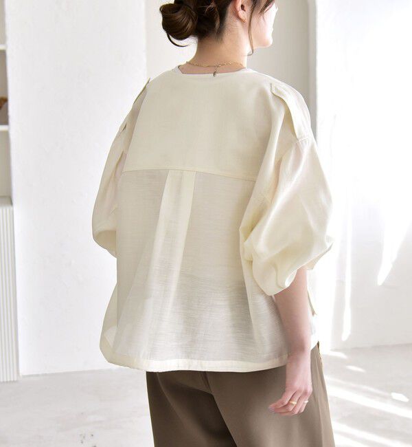 quaranciel「《追加予約》quaranciel:〈手洗い可能〉リネン ミックス ノーカラー ドロスト ブルゾン」|ブルゾン・スタジャン|