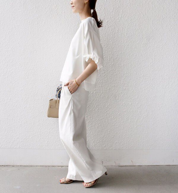 SHIPS for women「〈洗濯機可能〉袖 ツイスト デザイン シアー ドッキング TEE」|Tシャツ・カットソー|