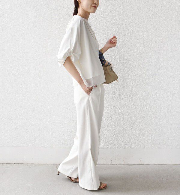 SHIPS for women「〈洗濯機可能〉袖 ツイスト デザイン シアー ドッキング TEE」|Tシャツ・カットソー|