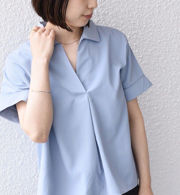 SHIPS Colors 「《予約》SHIPS Colors:〈汗染み軽減・吸水速乾〉ASSET(TM) スキッパー シャツ◆」|シャツ・ブラウス|ライトブルー