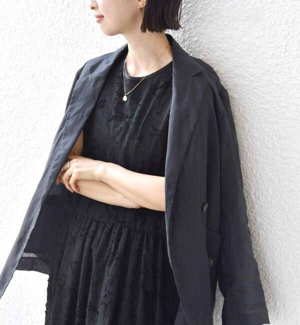 SHIPS for women「《予約》〈手洗い可能〉シアー ジャカード ノースリーブ ワンピース」|ワンピース|