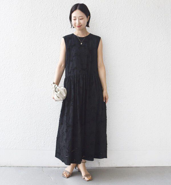 SHIPS for women「《予約》〈手洗い可能〉シアー ジャカード ノースリーブ ワンピース」|ワンピース|