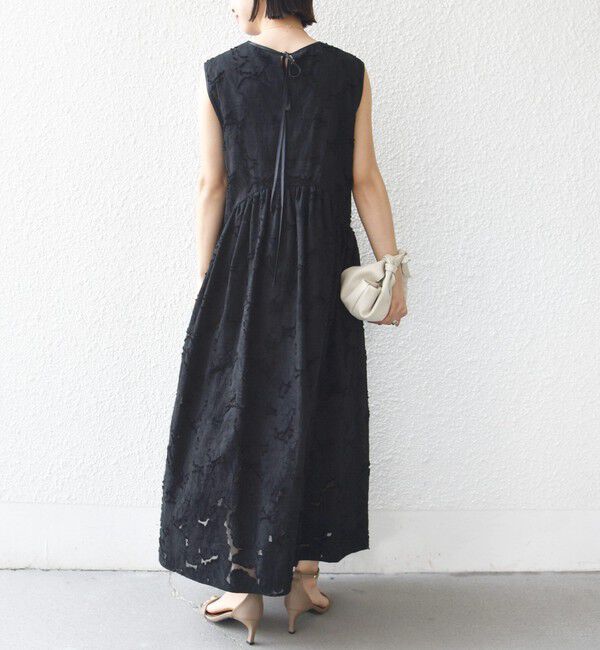 SHIPS for women「《予約》〈手洗い可能〉シアー ジャカード ノースリーブ ワンピース」|ワンピース|