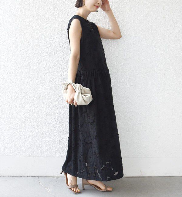 SHIPS for women「《予約》〈手洗い可能〉シアー ジャカード ノースリーブ ワンピース」|ワンピース|