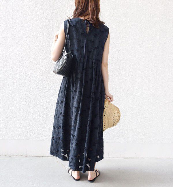 SHIPS for women「《予約》〈手洗い可能〉シアー ジャカード ノースリーブ ワンピース」|ワンピース|